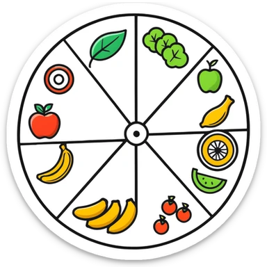 balanced lifestyle wheel with movement, nutrition, rest, and vitality sticker