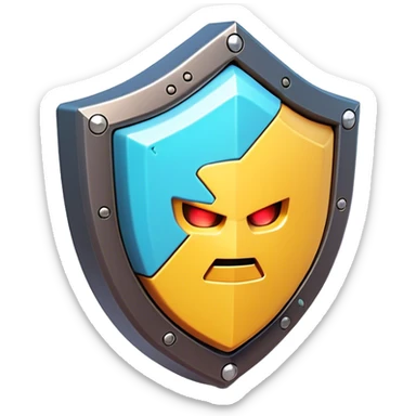 Clash of Clans aesthetic: Cinematic Playful 3D Isometric Energy Shield Emoji, rendered in a 3D vector-style similar to standard emojis with minimal shading and bold, simplified shapes. A compact, distinct form with signature details, softly glowing with a futuristic sci-fi warfare charm. Simplified yet unmistakably iconic, highly detailed and consistent, glowing with a soft radiance and high shine. Stylized with a touch of high-tech brilliance and a soft glowing outline, capturing the essence of a beloved gaming relic with a friendly, playful manner! sticker