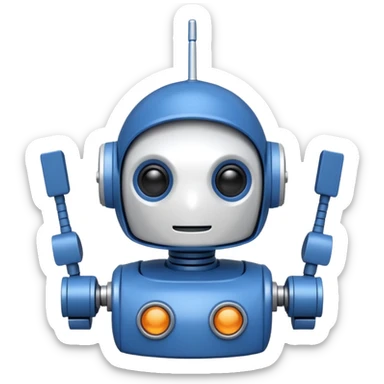 tête de robot cosmonaute bleu marine et blanc avec une antenne sticker
