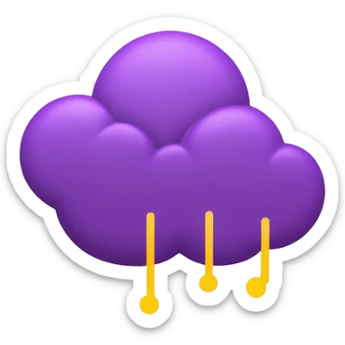 a purple cloud with yellow action lines coming out of it sticker