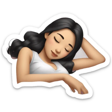 Coquette teenage cute asian black hair girl sleeping  sticker