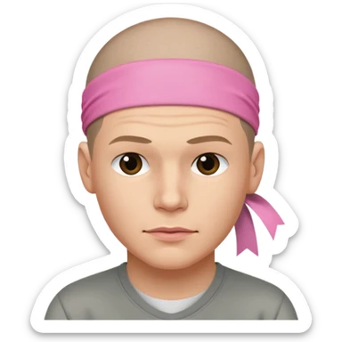 Micheal scofield looks to the side with his lips pursed with a pink ribbon on his head sticker