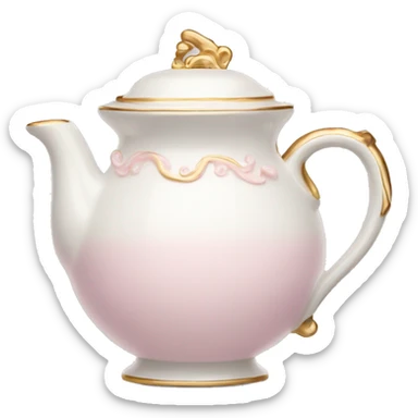White porcelain tea pot with light pink and gold details  sticker