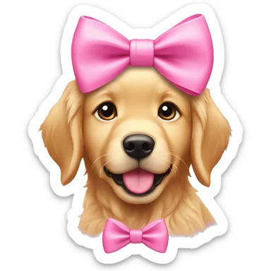 female golden retriever puppy with pink bows sticker