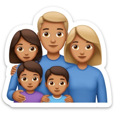 emoji of a family of 5: one adult, four children sticker