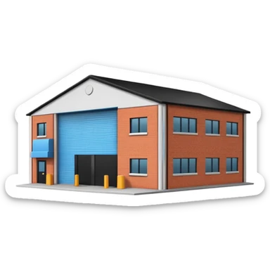 a 2d warehouse in black and white for a report from the outside. It should be the size of an emoji sticker
