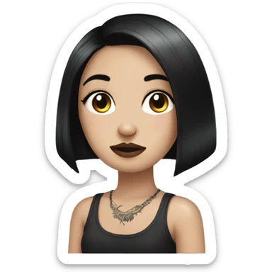 Pale girl with black hair arm tattoos sticker