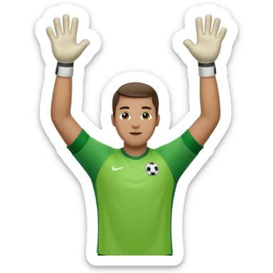 soccer goalkeeper wearing a green shirt, shorts, socks and football boots, with arms raised sticker