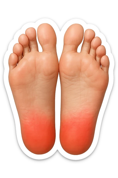 Piede con rossore sotto la pianta focus sulle punte dei piedi sticker