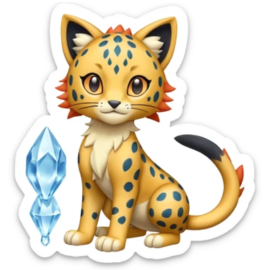 Icy Elemental Pawny Cute Innocent Liepard-Amaura-Litten-Sprigatito-Pokémon-fusion-creature (full body) sticker