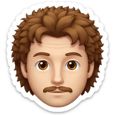 Make a white guy with brown fluffy hair sticker