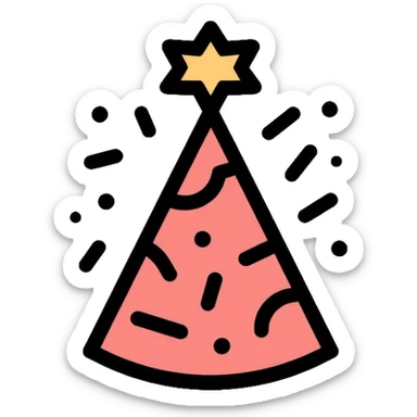 party hat with confetti sticker