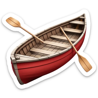 A red rowboat with a cute face and little oars as arms sticker