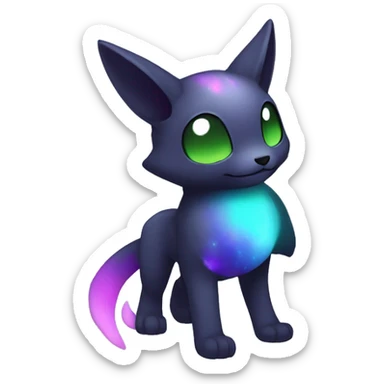 Cute cool black nebula green blue purple pink animal hybrid Fakemon full body sticker
