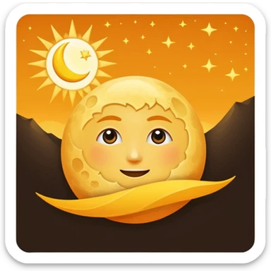 A triangular yellow flag with a crescent moon and above the moon a mini sun sticker