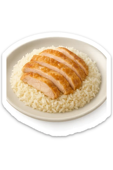Riso con pollo cucinato su un piatto sticker