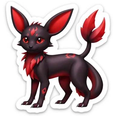  Shiny edgy dark gloomy red Umbreon-Salandit-Jolteon-fusion sticker