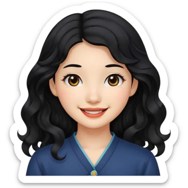 Beautiful girl,Black hair,wavy hair，long hair,Black eyes,Chinese sticker