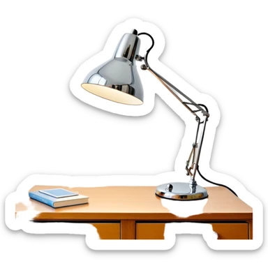 Lamp Poul Henningsen for Louis Poulsen PH 2/1 table lamp in white and chrome on a desk  sticker