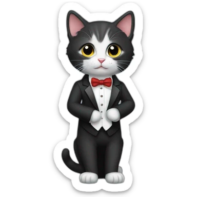 a kitten in a tuxedo sticker