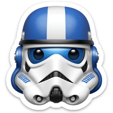 a blueberry wearing a black storm trooper helmet sticker