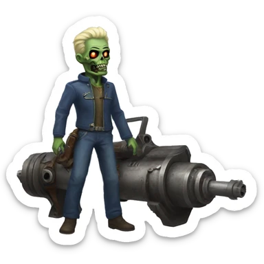 fallout ghoul but gay with a tesla cannon sticker