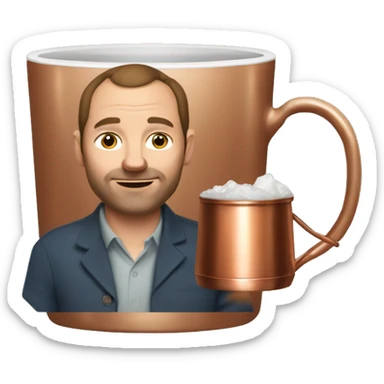 40 year old white guy with receding brown hair drinking a Moscow mule in a copper mug working on an iPad  sticker