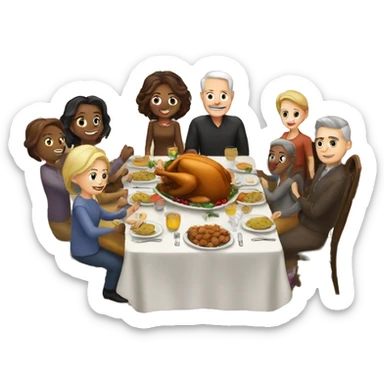 Thanksgiving dinner with white family  sticker