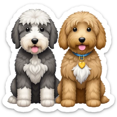 1 Large gray sheepadoodle and a goldendoodle  sticker