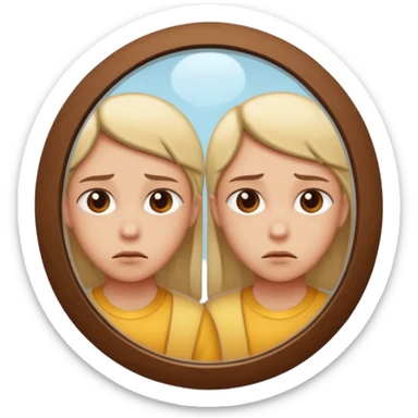 inseguridad corporal: una silueta humana mirando su reflejo con una expresión de duda o tristeza sticker