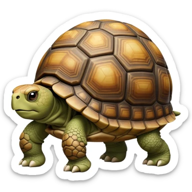 cinematic-tortoise-realistic-full-body-walking-emoji,-sturdy-domed-shell-in-rich-earthy-tones,-thick-scaled-legs-moving-slowly-but-deliberately,-wrinkled-wise-face-peering-ahead-with-calm-determination,-large cute eyes-reflecting-centuries of wisdom sticker