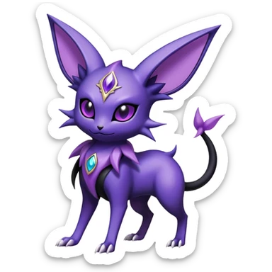 Shiny Exotic Badass Royal Divine Mysterious Gothic Noibat-Espeon-Pokémon-Fakémon-hybrid-creature (full body) sticker
