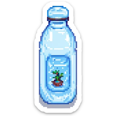 a bottle of water, pixel art style sticker