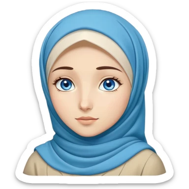 Turkish beautiful finish Konya girl blue eyes with full moon hijab dress and watching the moonlight sky on the ground  sticker