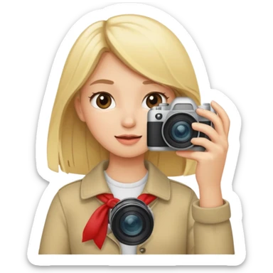 blonde girl photographer cartoon taking picture in middle of taking picture sticker