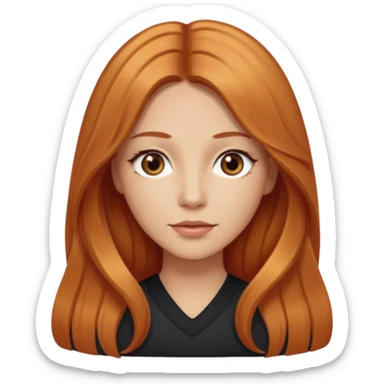 girlfriend with long dark strawberry blonde hair middle part with brown eyes sticker