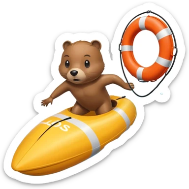 A focused beaver swimmer wearing a racing suit, diving past a floating buoy.


 sticker