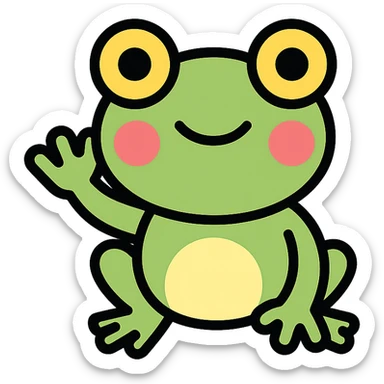 smiling frog waving sticker