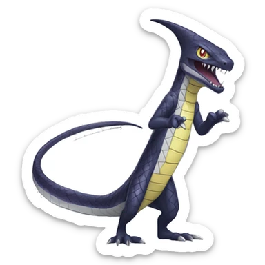 Cool Edgy Seviper-Sharpedo-Gabite Fakémon Digimon with Edgy markings, full body, outlined sticker