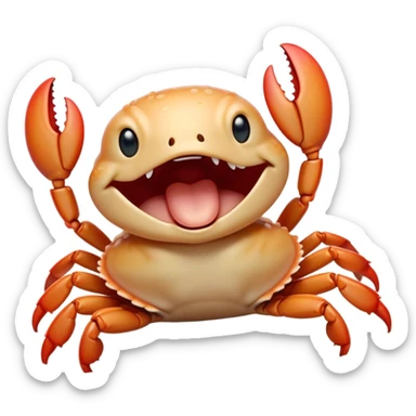 Cinematic Cute Yawning Baby Crab Portrait Emoji, Head tilted slightly with a dramatic, wide-open yawn, showcasing a petite, delicately armored body with gently drooping antennae and sleepy, half-closed eyes, Simplified yet irresistibly adorable features, highly detailed, glowing with a soft, cozy coastal glow, high shine, relaxed yet expressive, stylized with a dash of whimsical seaside charm, soft glowing outline, capturing the essence of a drowsy yet affectionate baby crab that appears ready to scuttle off for a nap! sticker