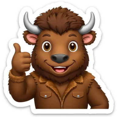 Funny bison showing thumbs up sticker