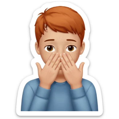 Create a shyness imoji Boys imoji Boys imoji hand in face hand in full face create a shame boys imoji full face cover in hand sticker