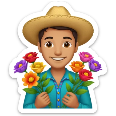 Cute Mexican guy giving you flowers sticker