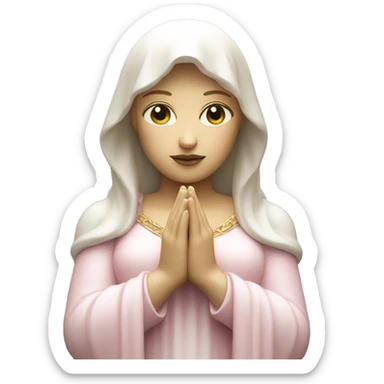 White and light pink Madonna statue with hands together sticker