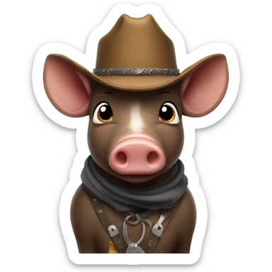Wild pig in a cowboy hat sticker
