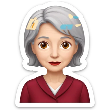 i need an image of a older woman named bonny who is a bind fund manager. where dark red professional dress with grey hair sticker