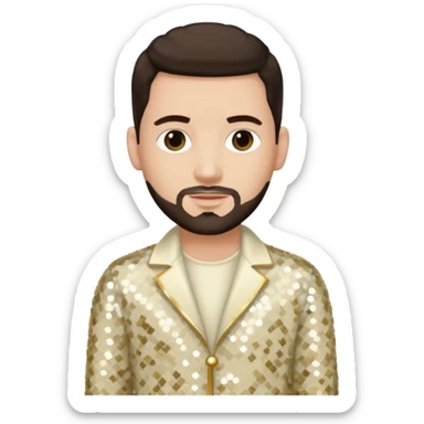 Jon B, White R&B Singer with light skin, dark brown hair, cream sequin outfit sticker