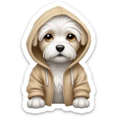 maltese puppy light brown wearing hoodie  sticker