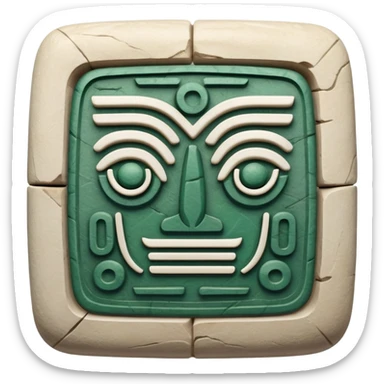 Mayan hieroglyphic symbol for communication or mail in white and dark green colors sticker