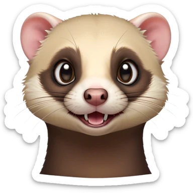 Cinematic Comical sable ferret Portrait Emoji, Head tilted dramatically with an exaggeratedly shocked expression, featuring a slender, wiggly body and a distinct sable ferret head with a pointed snout and small ears, with wide, hilariously expressive eyes full of humorous disbelief, Simplified yet hilariously expressive features, highly detailed, glowing with a slightly sassy natural glow, high shine, dramatic yet playful, stylized with an air of quirky charm, soft glowing outline, capturing the essence of a meme-worthy sable ferret that looks ready to scamper into viral fame! sticker